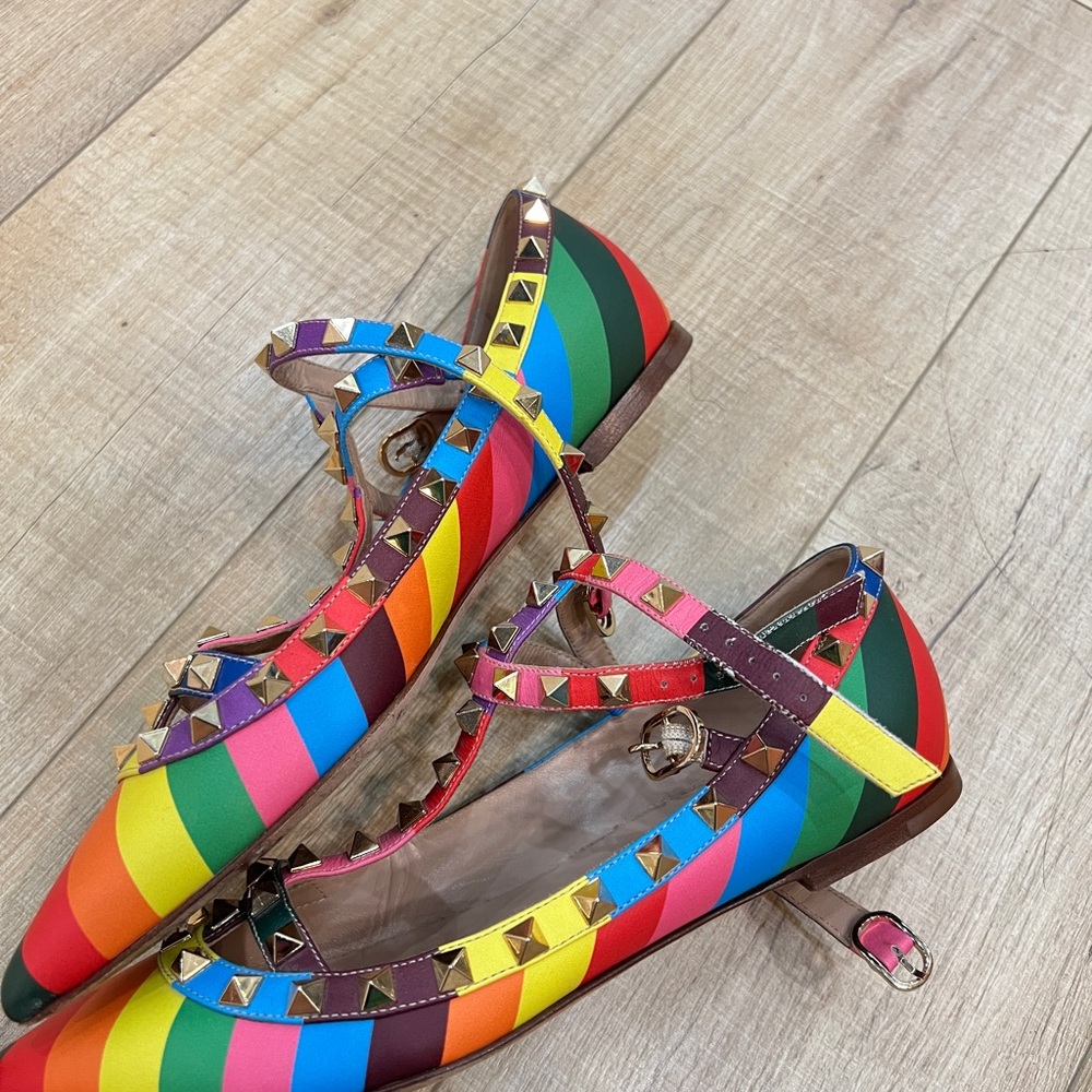 Valentino Multicolor Studded Flats - Picture 3 of 4
